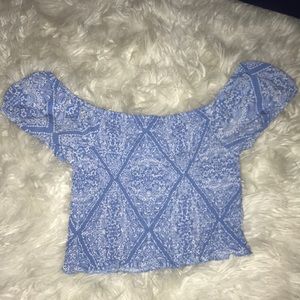 Ruffled off the shoulder crop top